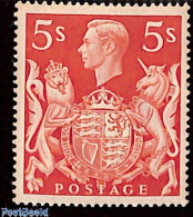 Delcampe - Great Britain 1939 5s, Stamp Out Of Set, Unused (hinged), History - Coat Of Arms - Unused Stamps