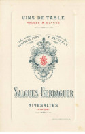 Delcampe - 66 RIVESALTES #FG36538 VIGNOBLE SALGUES BERDAGUER VINS DE TABLE CARTE PUBLICITAIRE - Rivesaltes