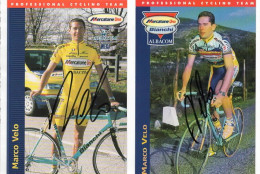 Delcampe - CYCLISME  TOUR DE FRANCE  AUTOGRAPHE SUR 2 CARTES DE MARCO VELO - Radsport