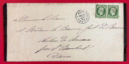Delcampe - !!! DEUX EXEMPLAIRES DU 5 CTS EMPIRE AVEC OBLITÉRATION ÉTOILE DE PARIS 20 SUR LETTRE POUR LA DRÔME DE 1864 + TEXTE - 1849-1876: Klassieke Periode