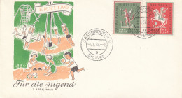 Delcampe - Saarland 1958 FDC Jugend: Volkslieder MiNr. 433/434 - Unterscheidungsbuchstabe "g" - FDC