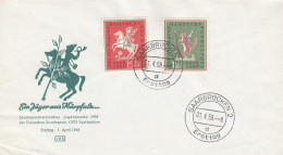 Delcampe - Saarland 1958 FDC Jugend: Volkslieder MiNr. 433/434 - Unterscheidungsbuchstabe "d" - FDC