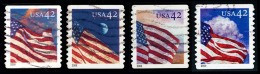 Delcampe - Etats-Unis / United States (Scott No.4244-47 - Drapeau / Flag) (o) Coil - 11 Vert. Coins Ronds / Round Corners - Gebraucht