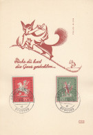 Delcampe - Saarland 1958 FDC Maximumkarte Jugend: Volkslieder MiNr. 433/434 - Unterscheidungsbuchstabe "d" - Tarjetas – Máxima