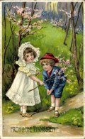 Delcampe - Gaufré Lithographie Glückwunsch Pfingsten, Kinder - Pfingsten