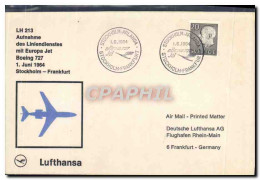 Delcampe - Lettre 1er Vol Suede Stockholm Frankfurt 1 6 1964 - Briefe U. Dokumente