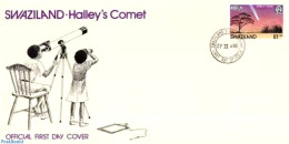 Delcampe - Eswatini/Swaziland 1986 Halleys Comet Issue On FDC, First Day Cover, Science - Astronomy - Halley's Comet - Astrologie