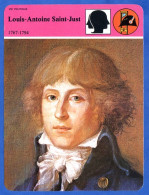 Delcampe - Louis Antoine Saint Just 1767 1794  Histoire De France  Vie Politique Fiche Illustrée - Histoire