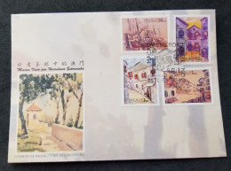 Delcampe - Macau Macao Seen By Estominho 1996 Boat House Street Painting (FDC) - Lettres & Documents