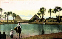 Delcampe - CPA Egypt Egypte Le Caire Les Pyramides Au Temps De L'Inondation - Other & Unclassified