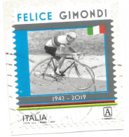 Delcampe - (REPUBBLICA ITALIANA) 2024, FELICE GIMONDI - Francobollo Usato Su Frammento - 2021-...: Used