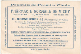 Delcampe - Carte Commerciale Publicitaire Vichy  (03) Pharmacie Normale De Vichy Rue De Paris  Dornbierer - Visitenkarten