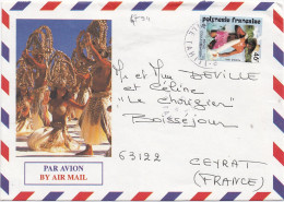 Delcampe - 47911# TIMBRE NON DENTELE POLYNESIE FRANCAISE LETTRE PAR AVION ILE DE TAHITI CEYRAT PUY DE DOME - Imperforates, Proofs & Errors