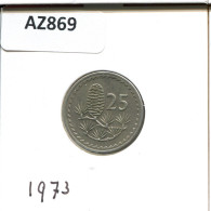 Delcampe - 25 MILS 1973 CHIPRE CYPRUS Moneda #AZ869 - Chypre