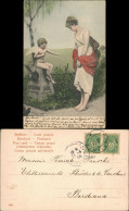 Delcampe - Ansichtskarte  Liebe Love Frau Im Kleid Und Engel Amor 1904  Gel. Norge - Paare