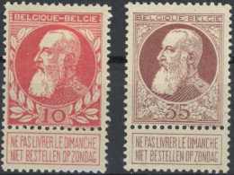 Delcampe - [* SUP] N° 74+77, Lot De 2 Valeurs - Papier Transparent. Non Repris Au COB - 1905 Barba Grossa