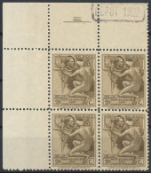 Delcampe - [** SUP] N° 189, Bloc De 4 - DEPOT 1922 + N° De Planche - Autres & Non Classés