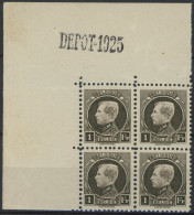 Delcampe - [** SUP] N° 214B, 1F Noir-sépia Dentelure 11x11.5 En Bloc De 4 - Depot 1925 - Cote: 300€ - Autres & Non Classés