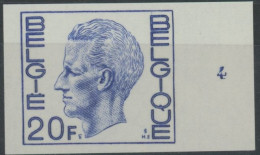 Delcampe - [(*) SUP] N° 1587, 20F Bleu, Non Dentelé - N° De Planche 4 (tirage 4 Ex). Rare - Autres & Non Classés
