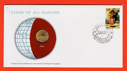 Delcampe - 30444 /  NEPAL 10 Paisa 2026 -1969-KATHMANDUG Coins Off All Nations Limited Edition Enveloppe Numismatique Numisletter - Népal