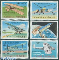 Delcampe - Sao Tome/Principe 1979 Aviation History 6v, Mint NH, Transport - Various - Helicopters - Aircraft & Aviation - Space E.. - Hubschrauber