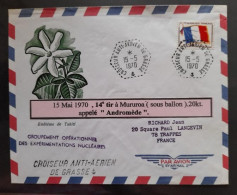 Delcampe - ENVELOPPE TIRS NUCLEAIRES CEP MURUROA 15/05/1970 DE GRASSE - Usados