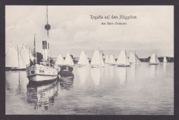 Delcampe - Vintage Postcard Germany Berlin Muggelsee Lake Regatta Sailboats Start Steamer - Segelboote
