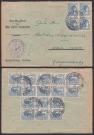 Delcampe - Wiesbaden 10-fach Frankatur Abs. Magistrat, Polizeipräsident 22.6.48, Geprüft Bringmann Nach Halle/Saale - Cartas & Documentos
