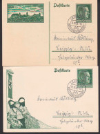 Delcampe - Reichsparteitag 1938 Zwei GA Mit OSt. Leipzig Reichsmessestadt 15.10.38 (P272, P273) - Entiers Postaux Privés