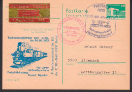 Delcampe - Schmalspurbahn Hainsberg-Kipsdorf, GA Mit Priv. Zudruck , Roter Bestätigungs-Stempel Und Vignette (P84) 1983 - Cartas & Documentos