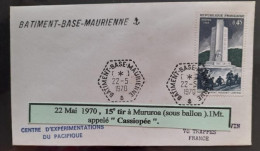 Delcampe - ENVELOPPE TIRS NUCLEAIRES CEP MURUROA 22/05/1970 - Usados