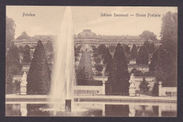 Delcampe - Vintage Postcard Germany Potsdam Sanssouci Palace Great Fountain Garden View - Potsdam