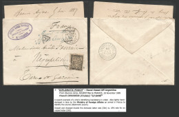 Delcampe - 1889 (5 Nov). BsAs - France, Negrepelisse (29 Nov). Naval Cachet "croiseur La Sane Atlantique" Oval Violet (***), Unfran - Andere & Zonder Classificatie
