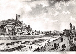Delcampe - Vue De La Ville Et Du Chateau De CREST En Dauphine Gravure Du XVIIIe Siecle(SCAN RECTO VERSO)MA0074 - Crest