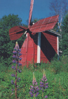 Delcampe - Finland Countryside Red Windmill Purple Lupine Flowers Summer Unposted #SDS234 - Blumen