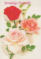 Delcampe - Finland Modern Greeting Card With Red And Pink Roses Tervehdys #SDS208 - Blumen