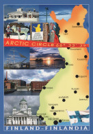 Delcampe - Finland Map Arctic Circle Santa Claus Helsinki Cathedral Cities #SDS224 - Santa Claus