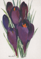 Delcampe - Finland Ritva Rann Watercolor Purple Crocus Flowers Spring Art #SDS147 - Blumen