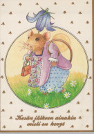 Delcampe - Finland Illustrated Cute Mouse Creature In Dress With Bluebell #SDS127 - Werbepostkarten