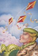 Delcampe - Finland Art Woman Green Beret Camouflage Kites Martti Leino Unposted #SDS081 - Werbepostkarten