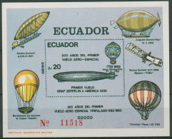 Delcampe - Ecuador 1984 200 Jahre Luftfahrt Zeppelin Ballone Block 111 Postfrisch (C94106) - Ecuador