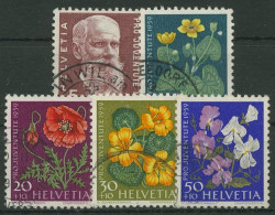 Delcampe - Schweiz 1959 Pro Juventute Philosoph Carl Hilty Blumen 687/91 Gestempelt - Gebraucht