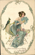 Delcampe - CPA Fantaisie Femme Perroquet - Sonstige & Ohne Zuordnung