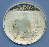 Delcampe - Cook-Inseln 1 Dollar 2013, Tierschutz Eisbär, Prisma, PP (m4688) - Cook