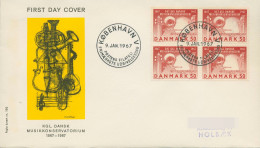 Delcampe - Dänemark 1967 Musikkonservatorium Ersttagsbrief 449 X 4er-Block FDC (X80011) - FDC