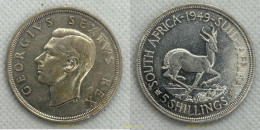 Delcampe - 4102 SUDAFRICA 1949 SUDAFRICA 5 CHELINES (SHILLING) PLATA 1949 GEORGE VI - Afrique Du Sud
