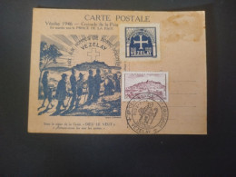 Delcampe - FRANCE.1946. Carte VEZELAY " Croisade De La Paix "avec Timbre Oblitéré 22/7/46 Et Vignette Centenaire Croisade. - Tarjetas Cartas