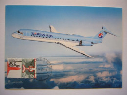 Delcampe - Avion / Airplane / KOREAN AIR / Fokker 100 / Carte Maximum Neerlandaise - 1946-....: Era Moderna