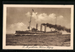 Delcampe - AK SM Geschützter Kreuzer Leipzig - Warships
