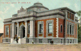 Delcampe - St. John, N.B. – Free Public Library (Carnegie), Personnages Animés – Carte Postale Ancienne Colorisée - St. John